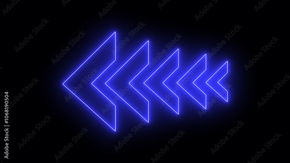 Naklejka premium Neon Glowing Arrow Icon: left side indicator arrow. Radiant Light Effects, Perfect for Modern UI, Web Graphics, Directional Indicators, and Futuristic Themes - High-Resolution Visual Asset