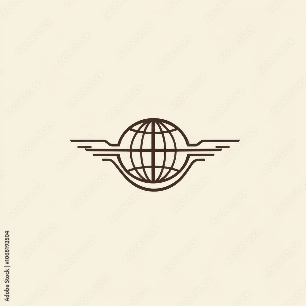 Minimalist Travel Logo with Globe and Wings – Symbol of Global Reach Minimalist Travel Logo with Globe and Wings – Symbol of Global Reach