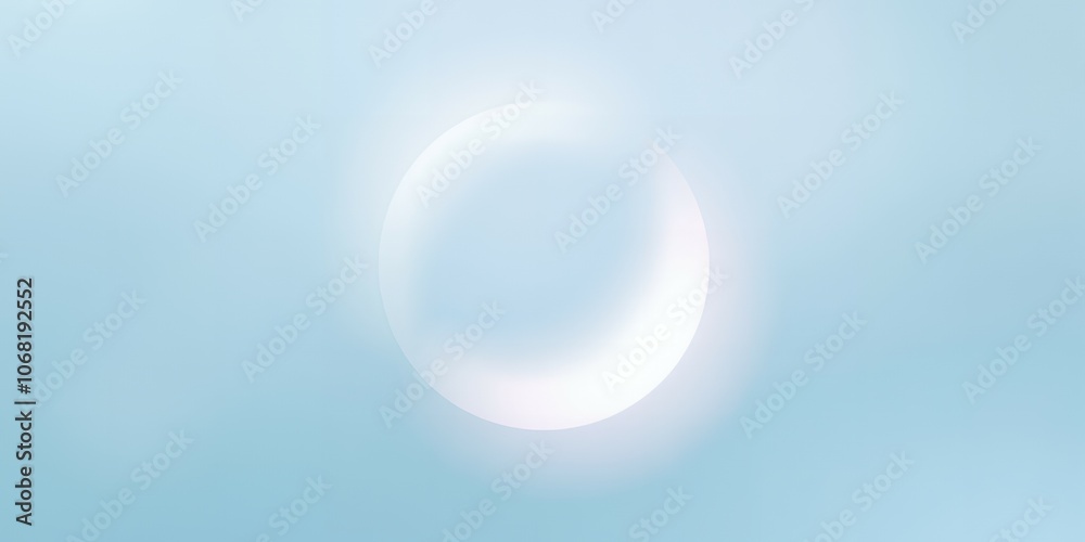 A simple abstract background with a white crescent moon shape in the center of a soft blue sky. A simple abstract background with a white crescent moon shape in the center of a soft blue sky.