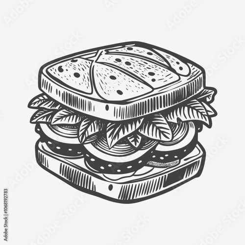 Caprese Sandwich Silhouette Vector Isolated On White Background