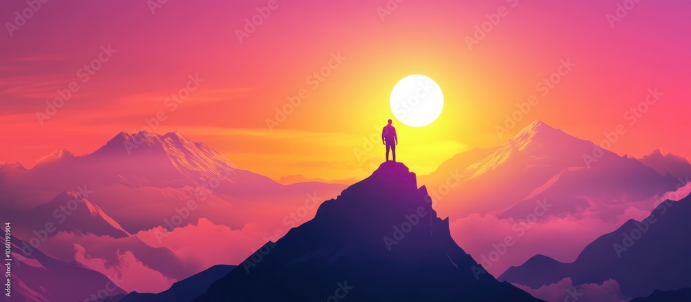 Silhouette of a Person on a Mountain Peak During Sunset Silhouette of a Person on a Mountain Peak During Sunset