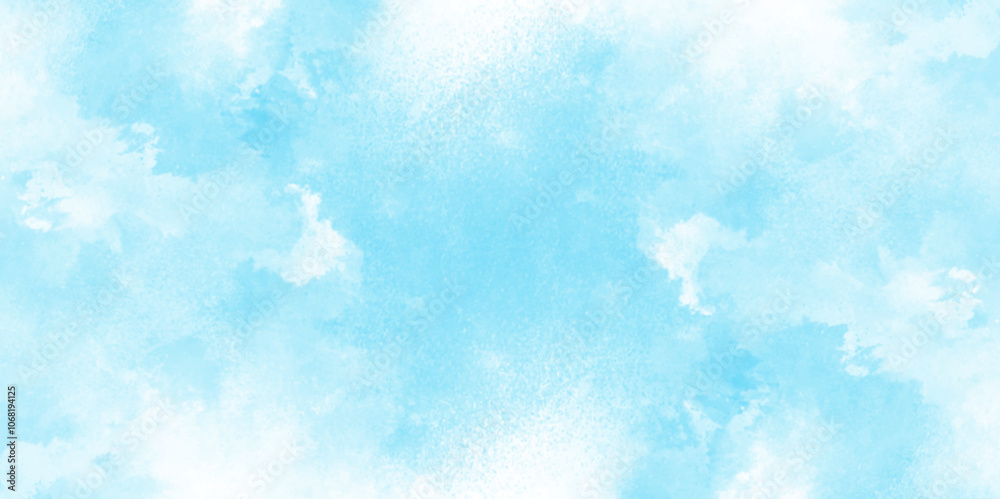 Grunge tint light blue watercolor abstract background, Aquarelle paint paper textured, blue sky with clouds, Sky Nature Landscape Background, sky background with white fluffy clouds. Grunge tint light blue watercolor abstract background, Aquarelle paint paper textured, blue sky with clouds, Sky Nature Landscape Background, sky background with white fluffy clouds.