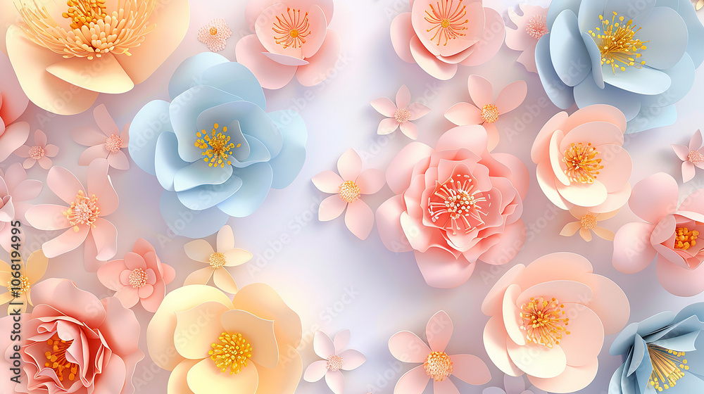 paper flowers craft abstract background on white backdrop paper flowers craft abstract background on white backdrop