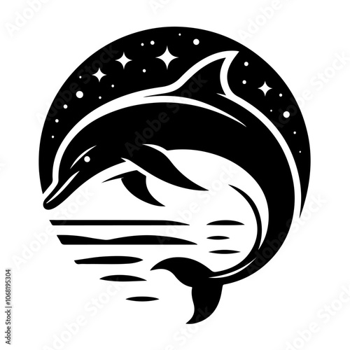 Dolphin silhouette vector icon. Orca silhouette illustration on a white background 