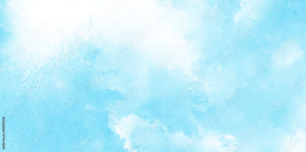 Grunge tint light blue watercolor abstract background, Aquarelle paint paper textured, blue sky with clouds, Sky Nature Landscape Background, sky background with white fluffy clouds. Grunge tint light blue watercolor abstract background, Aquarelle paint paper textured, blue sky with clouds, Sky Nature Landscape Background, sky background with white fluffy clouds.