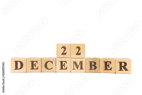 December 22 on wooden cubes white background. Croatia, Civil Rights. Mathematics Day