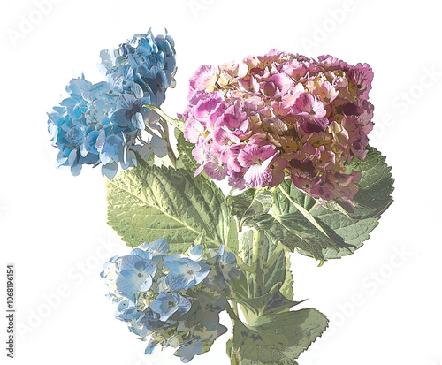 あじさいの花　赤と青