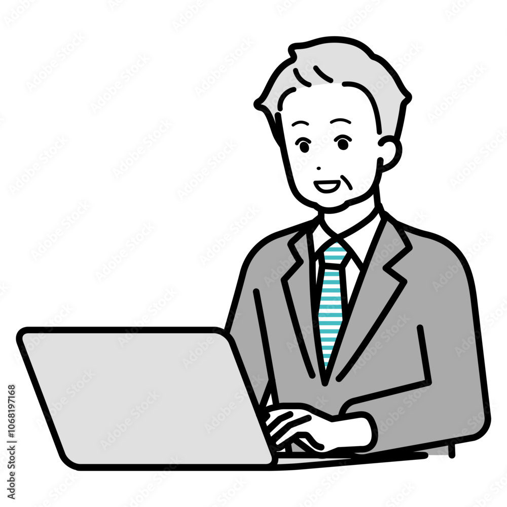 Illustration of a male businessperson operating a computer.
Illustration of a male businessperson operating a computer.