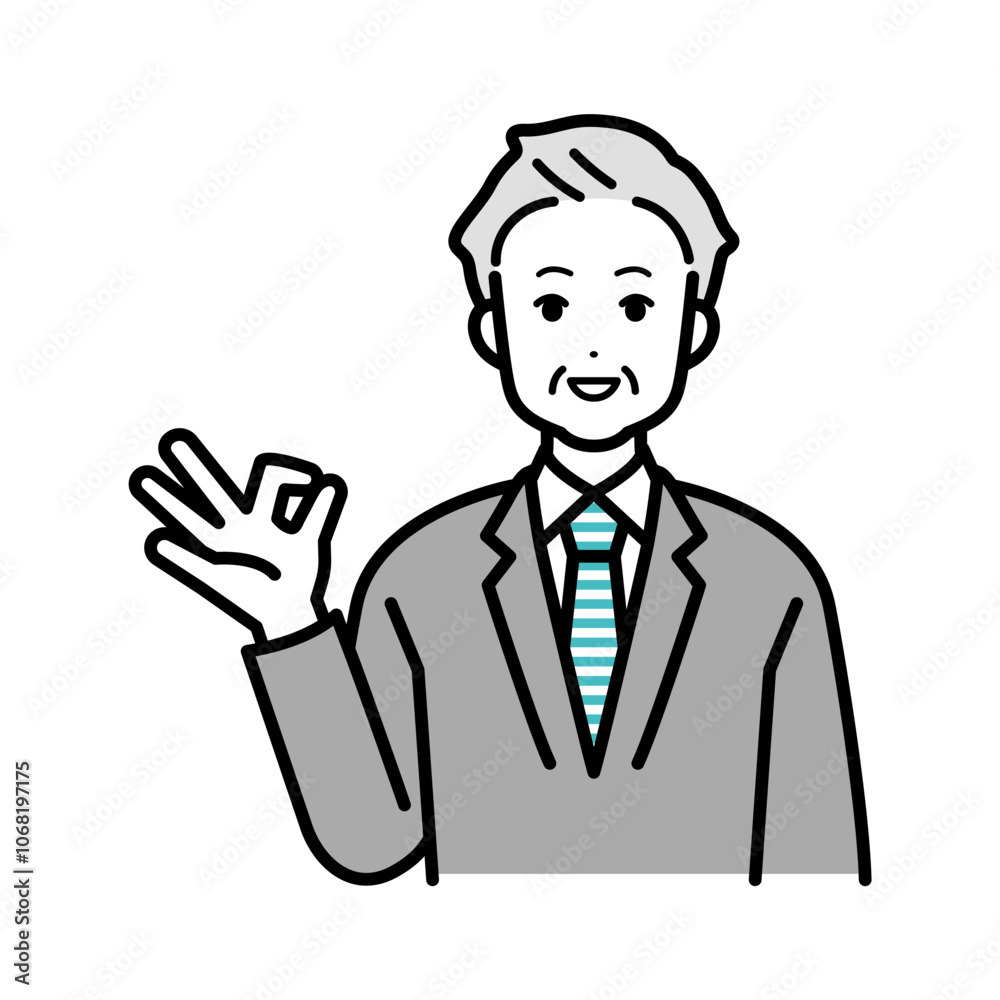 Illustration of a male businessperson posing OK.
Illustration of a male businessperson posing OK.