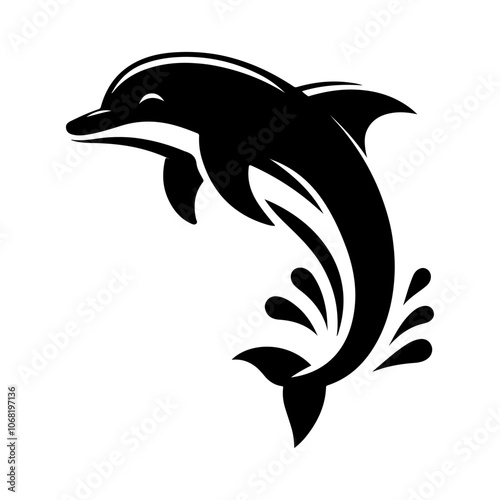 Dolphin silhouette vector icon. Orca silhouette illustration on a white background 