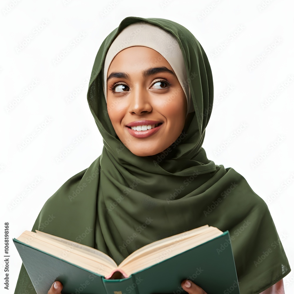 Smiling Woman in Hijab with Book Smiling Woman in Hijab with Book