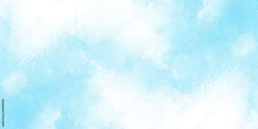 Grunge tint light blue watercolor abstract background, Aquarelle paint paper textured, blue sky with clouds, Sky Nature Landscape Background, sky background with white fluffy clouds. Grunge tint light blue watercolor abstract background, Aquarelle paint paper textured, blue sky with clouds, Sky Nature Landscape Background, sky background with white fluffy clouds.