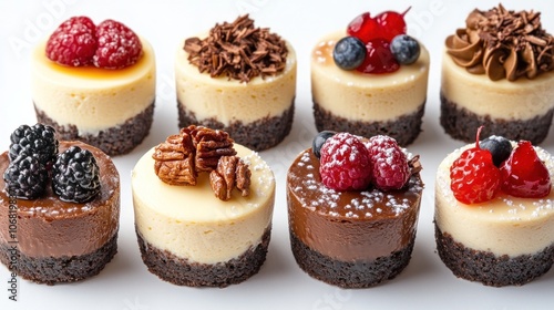 Assortment of Mini Cheesecakes with Various Toppings