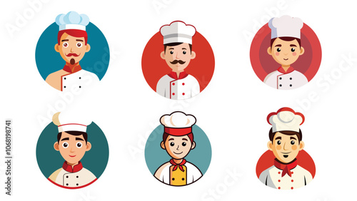 vector illustration of a chef charachter on a white background. chef cartoon profile avatar illustration 