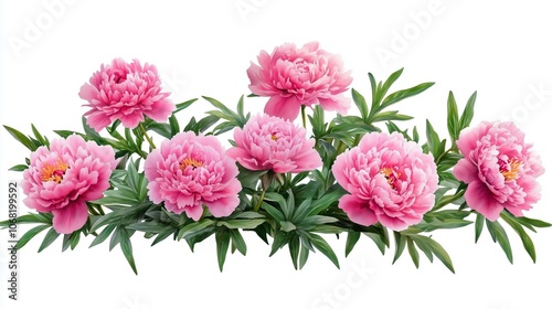 Wallpaper Mural illustration of peonies bush on white background Torontodigital.ca