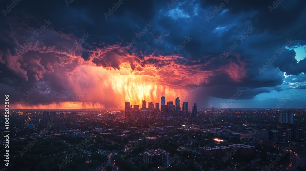 Cityscape under a Dramatic Storm Cityscape under a Dramatic Storm