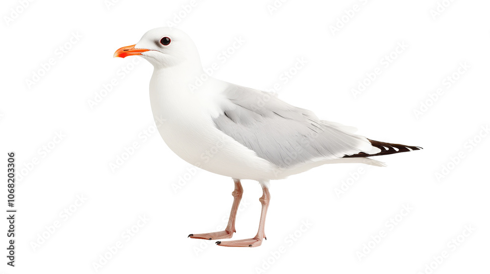 Naklejka premium Seagull stands elegantly against a transparent background showcasing its unique features