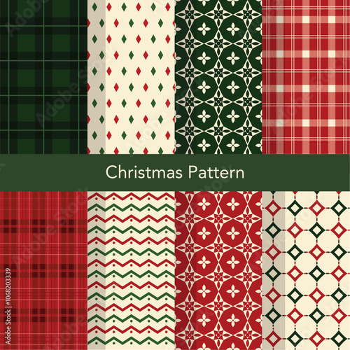 Set of Christmas vector seamless, snowflakes, stars. Loopable design for wrapping paper, textile, background, banner,Vector illustrations.