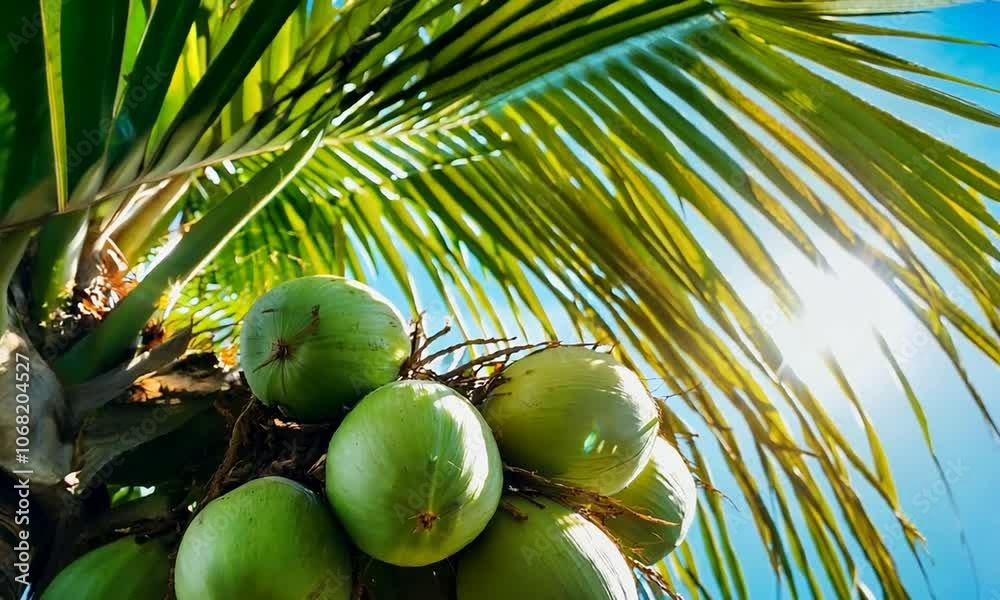 Coconuts on a coconut tree branch