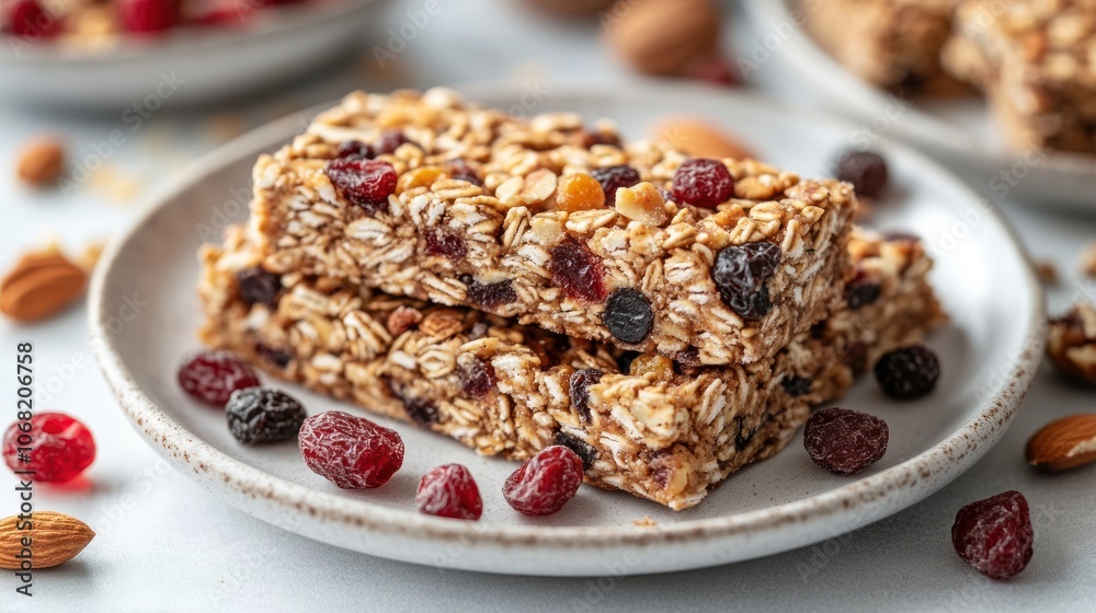 Homemade Granola Bars with Cranberries and Almonds Homemade Granola Bars with Cranberries and Almonds