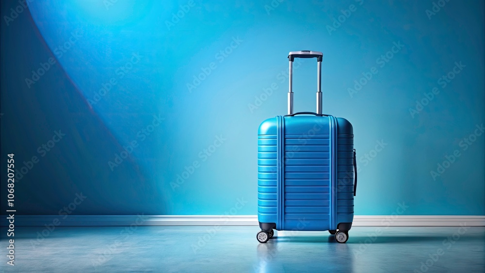 Obraz premium Modern Blue Trolley Travel Bag on a Clean Background â€“ Ideal for Travel, Luggage, and Adventure Photography