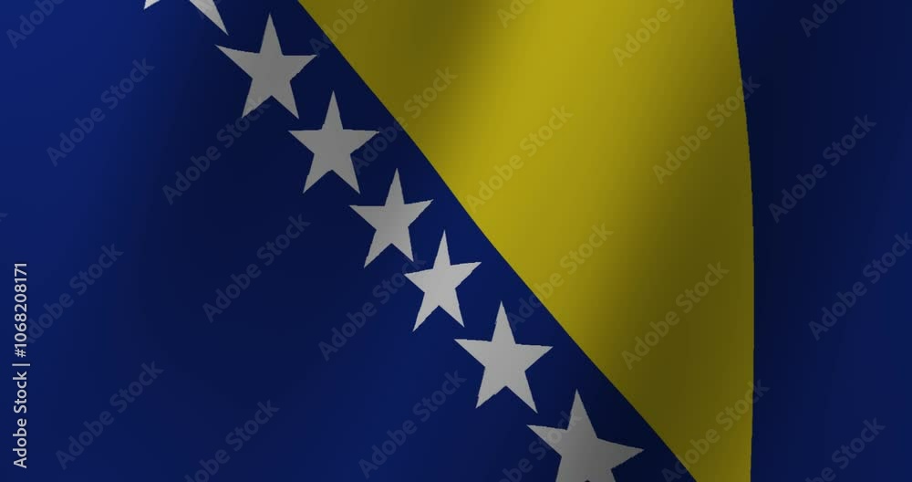 Close-up of the Bosnia and Herzegovina national flag