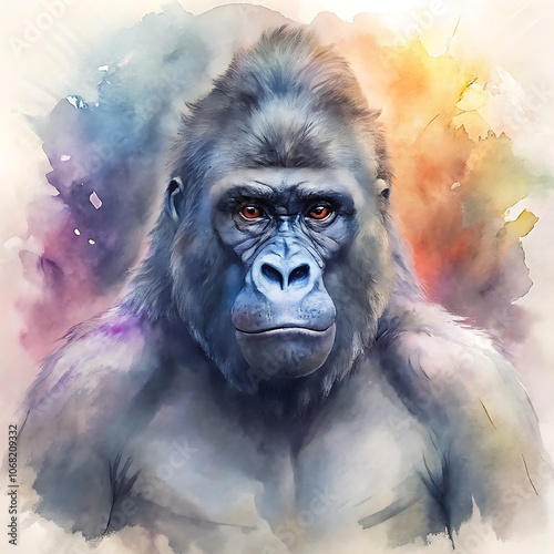 Gorilla watercolor style