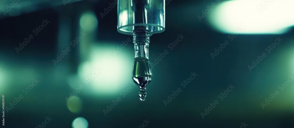 Close-up of a Droplet Hanging from a Pipette Close-up of a Droplet Hanging from a Pipette