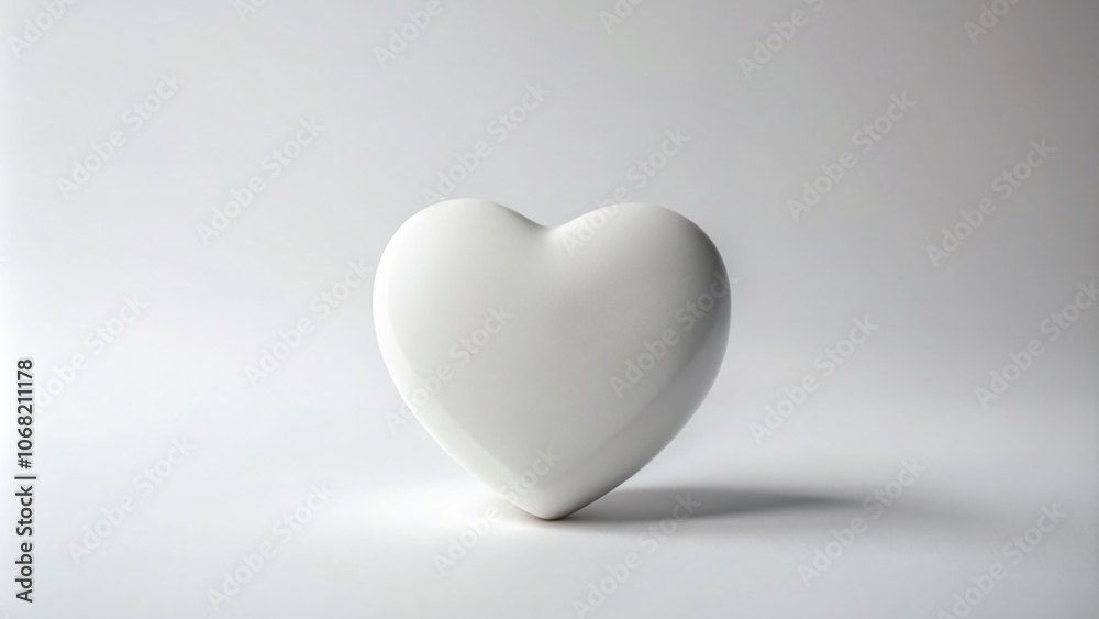 A Captivating White Heart-Shaped Object on a Pristine White Surface, Perfectly Positioned with the Rule of Thirds for a Minimalist and Elegant Feel A Captivating White Heart-Shaped Object on a Pristine White Surface, Perfectly Positioned with the Rule of Thirds for a Minimalist and Elegant Feel
