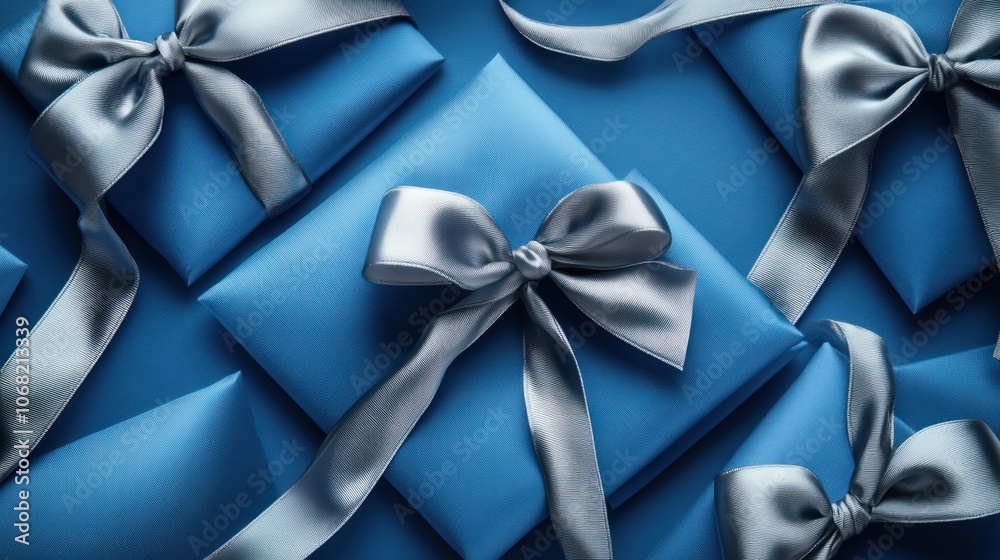 Blue Gifts with Silver Ribbons Blue Gifts with Silver Ribbons