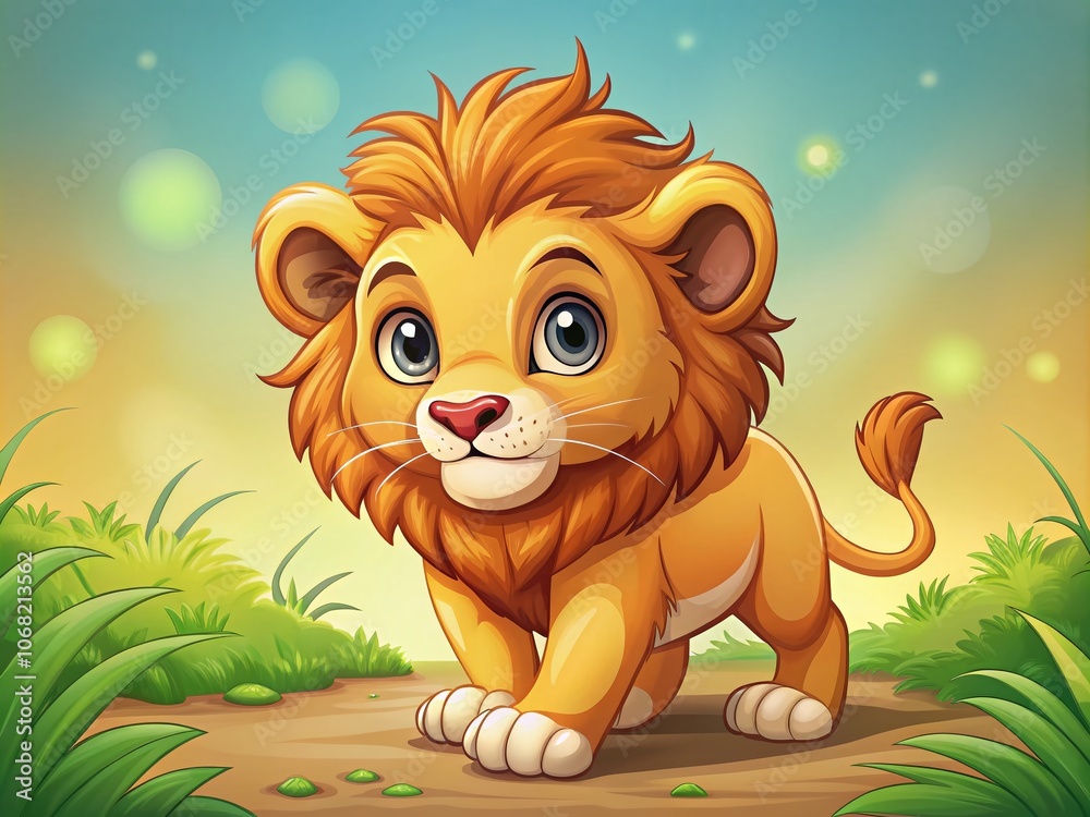 Adorable Lion Cub with a Sad Expression, Cartoon Vector Illustration - Perfect for Children's Book, Educational Material, or Emotional Illustrations in Various Designs Adorable Lion Cub with a Sad Expression, Cartoon Vector Illustration - Perfect for Children's Book, Educational Material, or Emotional Illustrations in Various Designs