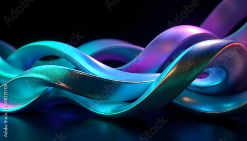 Wallpaper Mural  Vibrant Abstract Light Waves in Neon Colors, Colorful Twisting Ribbons with Futuristic Glow Torontodigital.ca