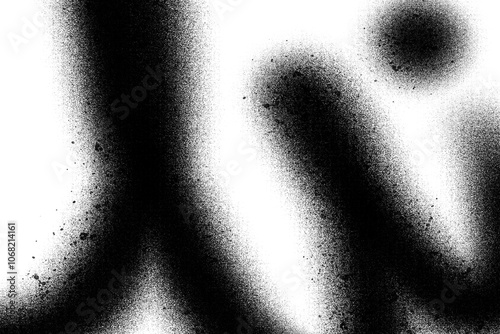 Abstract black spray paint graffiti texture in the white background