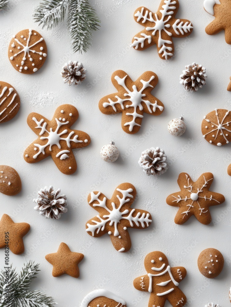 Fototapeta premium Christmas Gingerbread Cookies Header, banner