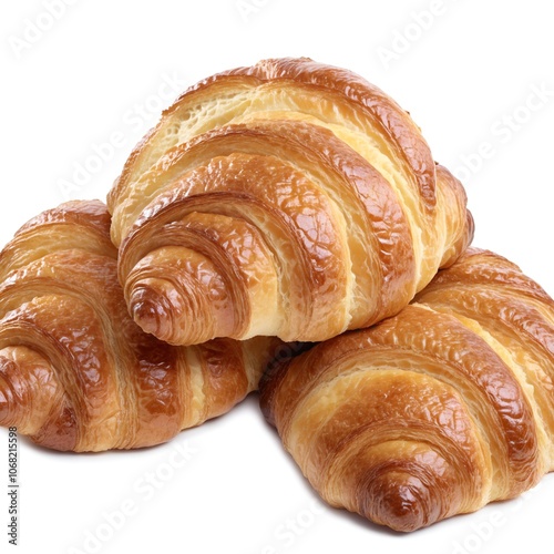 Warm Buttery Croissants Isolated on a White Background