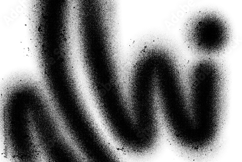 Abstract black spray paint graffiti texture in the white background