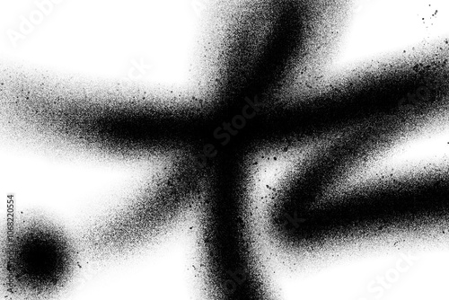 Abstract black spray paint graffiti texture in the white background