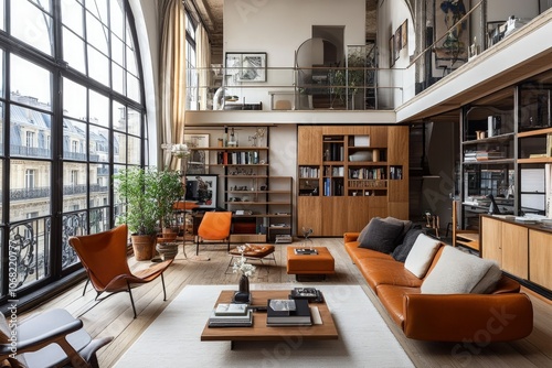 a living room filled with furniture and lots of windows