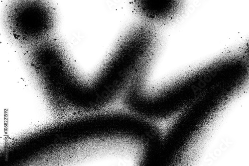 Abstract black spray paint graffiti texture in the white background