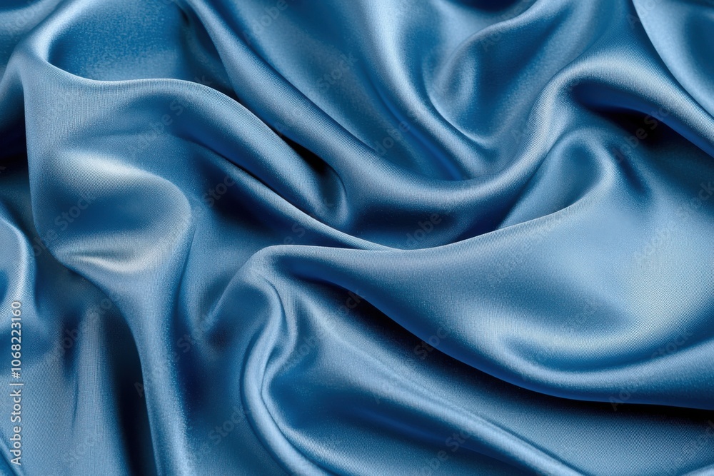 A close-up view of smooth, flowing blue satin fabric, showcasing its luxurious texture and sheen. A close-up view of smooth, flowing blue satin fabric, showcasing its luxurious texture and sheen.