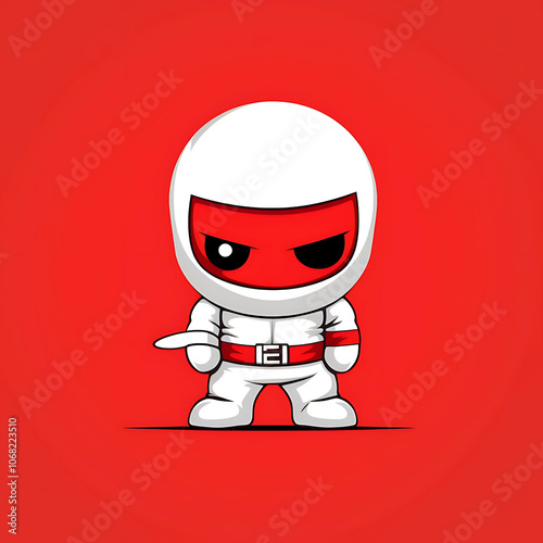 A NICE LOGO OF A RED NINJA  photo