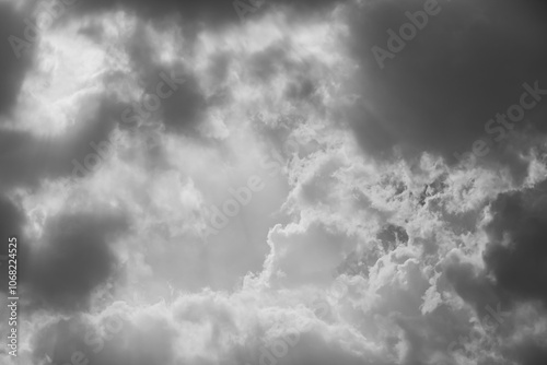 Fotografi Beautiful dark dramatic sky with stormy clouds before the rain, Sky full of dark