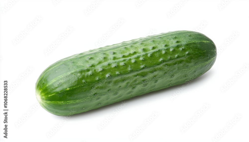 a single cucumber with fresh green skin, crisp and hydrating, ideal for salads, isolated on white background a single cucumber with fresh green skin, crisp and hydrating, ideal for salads, isolated on white background