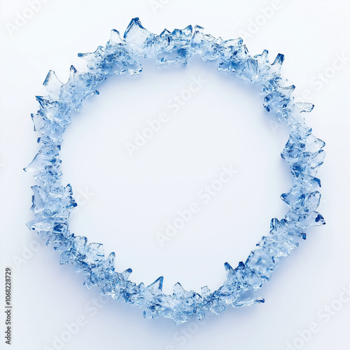 Round Circular Ice Flakes on a White Background