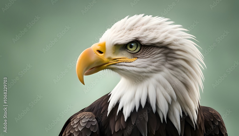 Bald Eagle Portrait with a Green Background. Bald Eagle Portrait with a Green Background.
