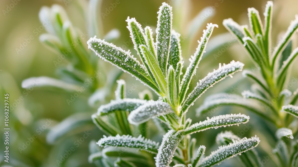 Close-up of Frost-Covered Rosemary Sprig Close-up of Frost-Covered Rosemary Sprig