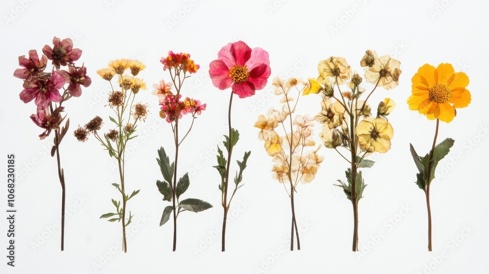 Obraz premium Collection of pressed dry flowers in a frame
