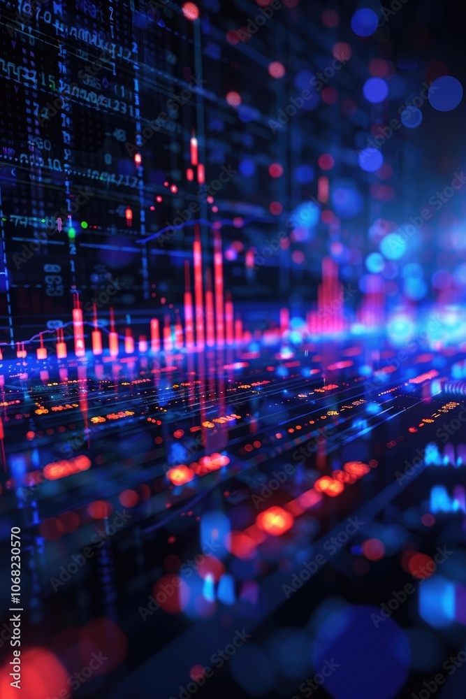 Abstract Visualization of Data and Technology with Red and Blue Lights Abstract Visualization of Data and Technology with Red and Blue Lights
