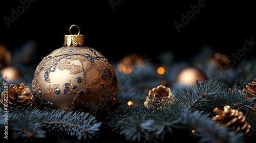 Christmas Spirit: Transparent Ornament on Black Canvas photo