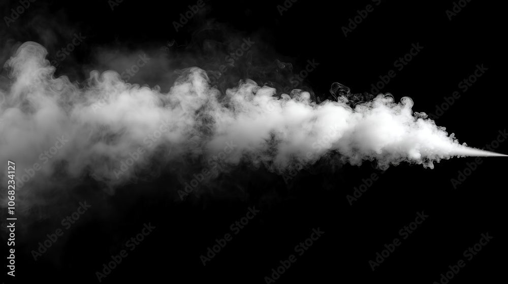A dense plume of white smoke spreading across a black background, creating a dramatic and atmospheric visual effect, with soft edges and swirling textures A dense plume of white smoke spreading across a black background, creating a dramatic and atmospheric visual effect, with soft edges and swirling textures
